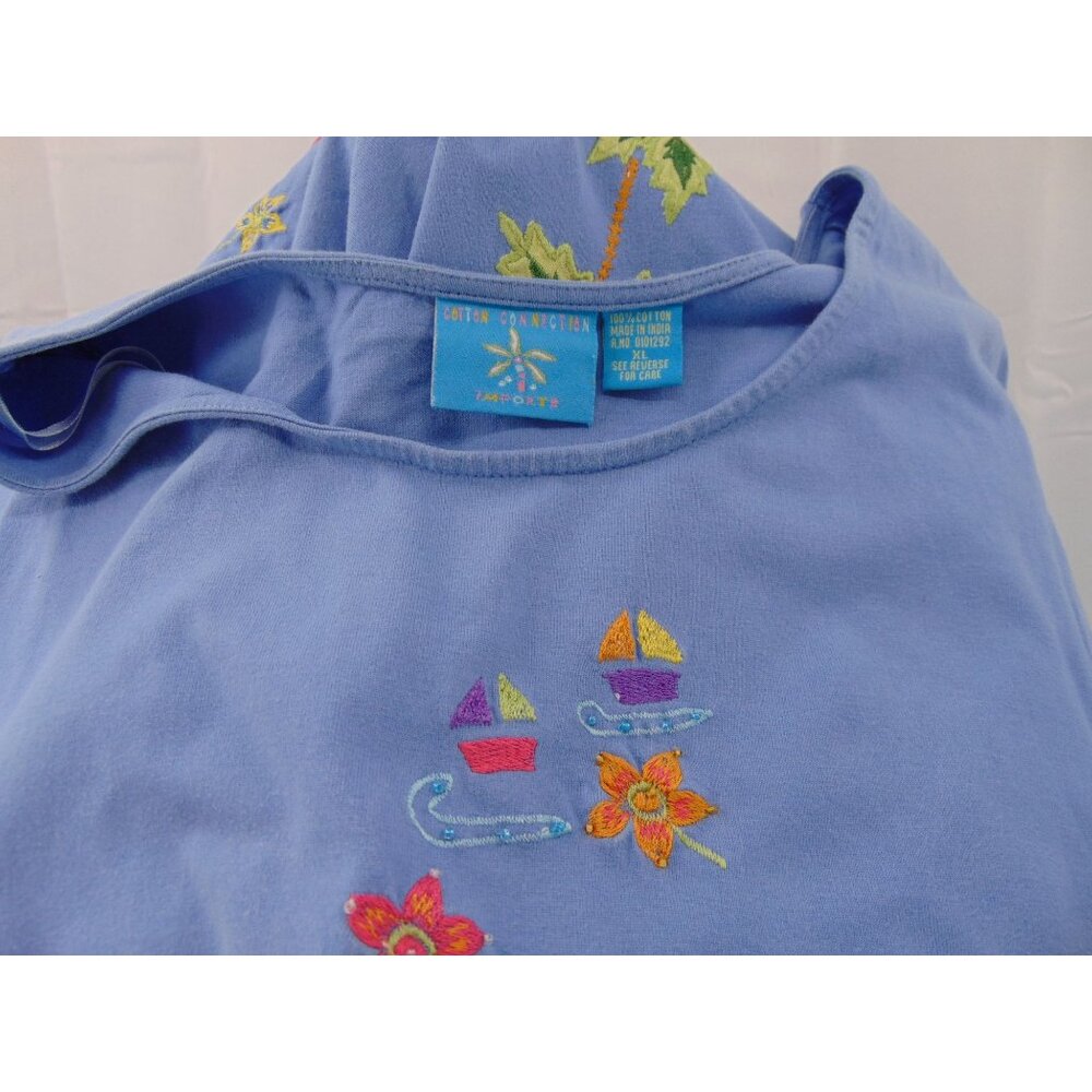 90s Cotton Connection Purple Dress XL Beaded Beach Applique Vacationcore Knit - Picture 10 of 11